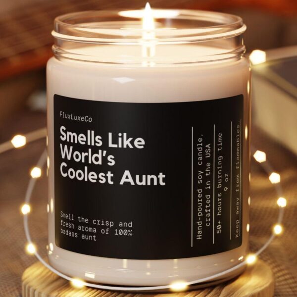 Smells Like World'S Coolest Aunt Soy Wax Candle, Funny Gift For Aunt, Personalized Aunt Gift Candle, Soon To Be Aunt, Custom Gift Candle