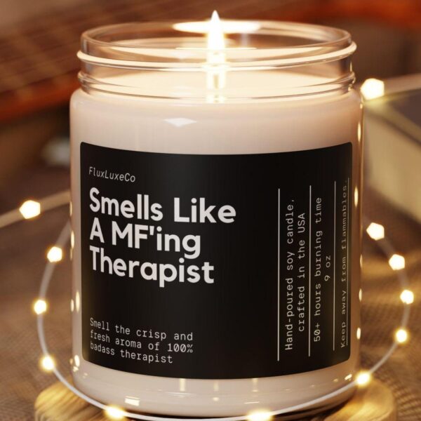 Smells Like A Mf'Ing Therapist Soy Wax Candle, Personalized Gift For Therapist, Custom Therapy Gift Candle, Custom Therapist Decoration Gift