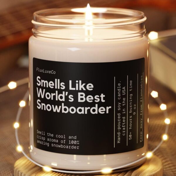 Smells Like World'S Best Snowboarder Soy Wax Candle, Snowboard Gift, Gift For Snowboarder, Custom Candle Gift, Snowboarding Gift,9Oz. Candle