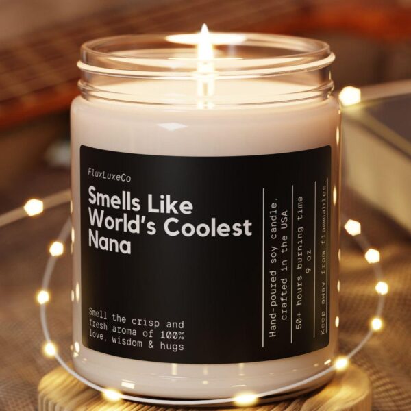 Smells Like World'S Coolest Nana Soy Wax Candle, Personalized Gift For Grandmother, Grandma Gift Candle, Candle Gift Eco Friendly 9Oz Candle