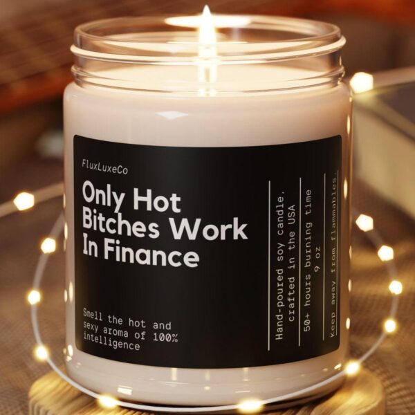Smells Like Finance Chick Soy Wax Candle, Funny Gift For Finance Worker, Finance Wife/Girlfriend Gift Candle, Eco Friendly 9Oz. Candle