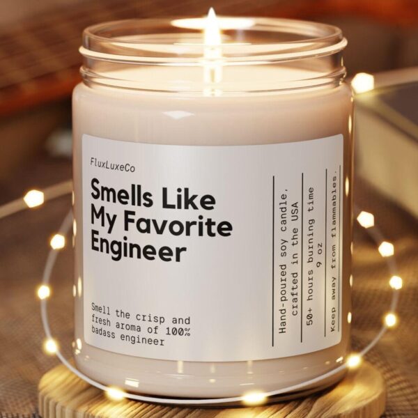1A340 Personalized Smells Like My Favorite Engineer Soy Wax Candle, Funny Gift For Engineer, Gift For Engineer Boyfriend/Girlfriend, 9Oz. Candle