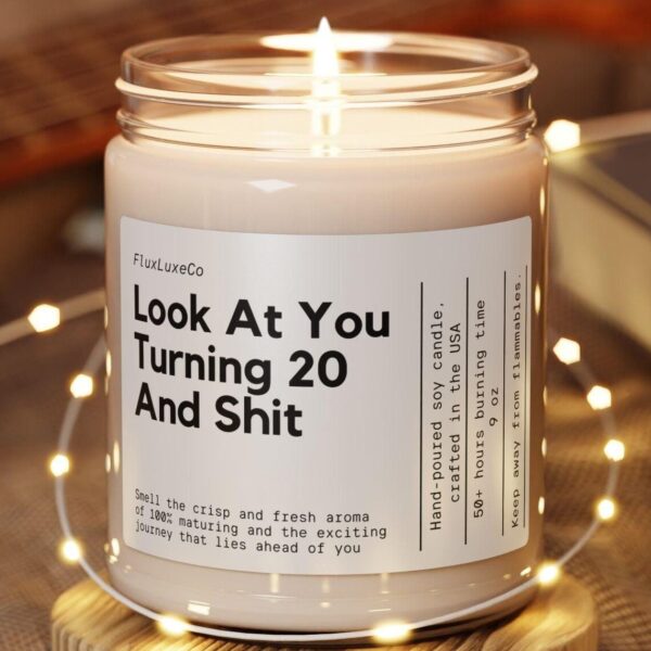 1A353 Personalized 20Th Birthday Candle Look At You Turning 20 Funny Birthday Gift Custom Birthday Candle For 20Th Eco Friendly 9Oz. Candle