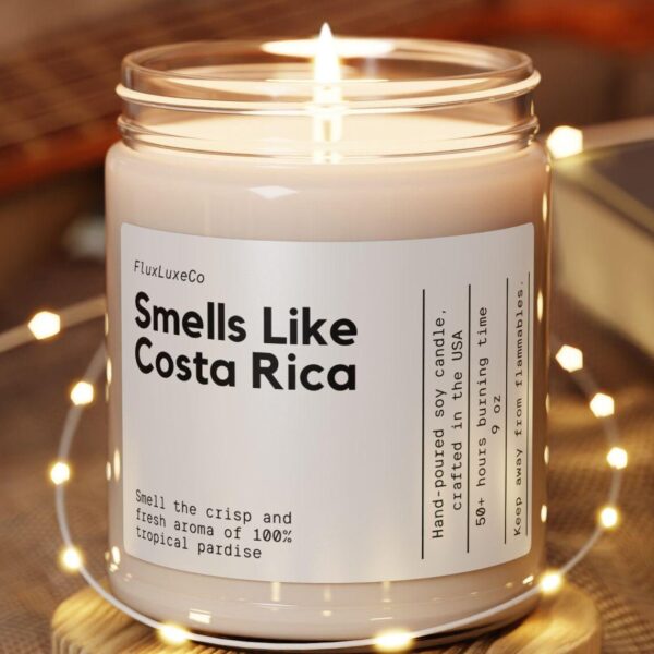 Custom Smells Like Costa Rica Soy Wax Candle Moving To Costa Rica Gift Costa Rica Decoration Costa Rica Souvenir Eco Friendly 9Oz. Candle