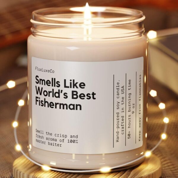 Smells Like Best Fisherman, Funny Candle, Custom Husband Gift, Personalized Fisherman Gift, Fishing Dad Gift Candle Soy Wax Candle