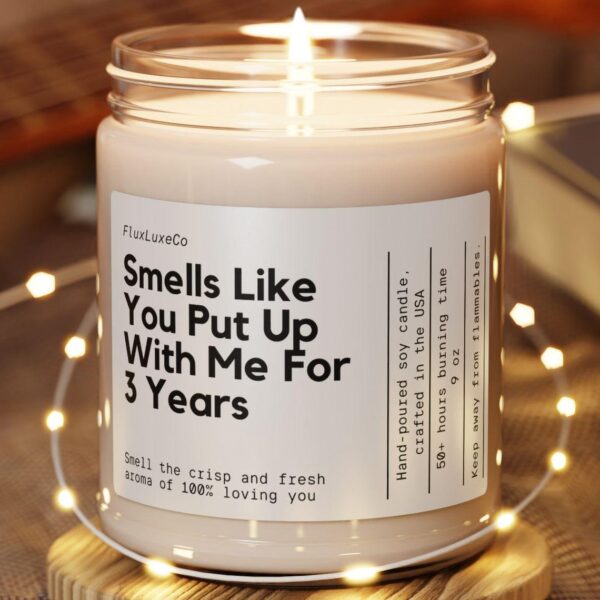 Personalized 3 Year Anniversary Gift Smells Like You Put Up With Me Funny Candle Hilarious Anniversary Gift For Him Or Her Fun Gift Couples