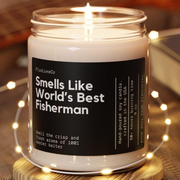 1A398 Smells Like Best Fisherman, Funny Candle, Custom Husband Gift, Personalized Fisherman Gift, Fishing Dad Gift Candle Soy Wax Candle