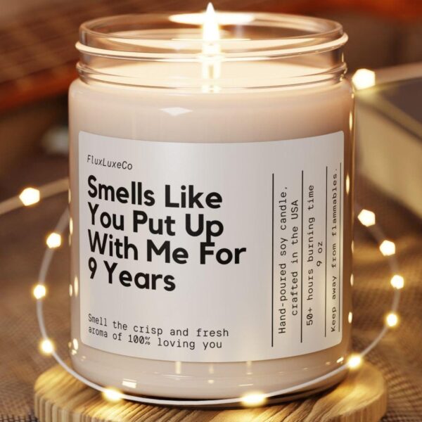 Personalized Ninth Anniversary Gift Smells Like You Put Up With Me Candle Gift Anniversary Gift For Him Or Her Romantic And Sarcastic Gift