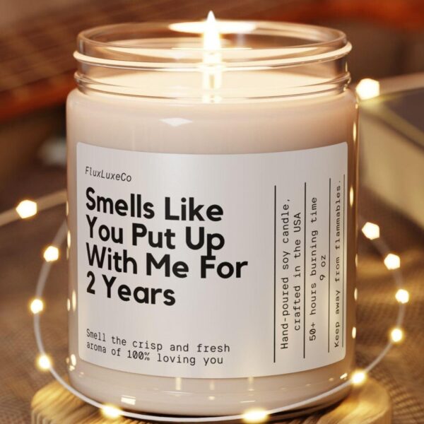 Personalized Second Anniversary Gift Smells Like You Put Up With Me Candle Gift Anniversary Gift For Him Or Her Romantic And Sarcastic Gift