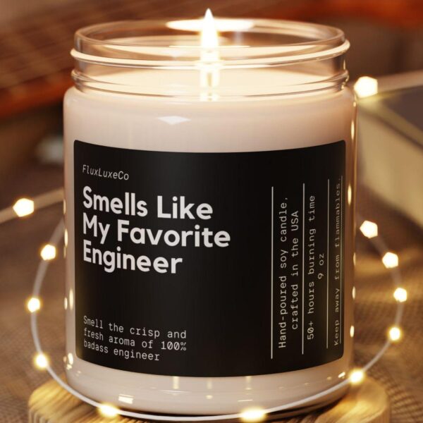 Personalized Smells Like My Favorite Engineer Soy Wax Candle, Funny Gift For Engineer, Gift For Engineer Boyfriend/Girlfriend, 9Oz. Candle