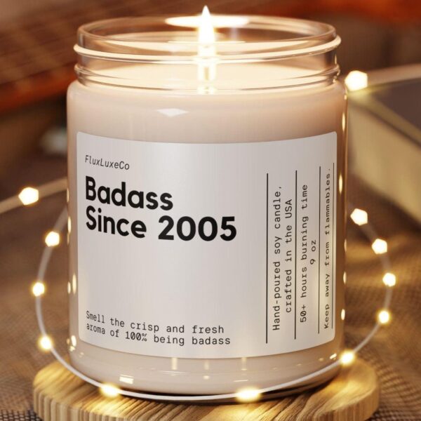 Personalized Funny 20Th Birthday Candle Badass Since 2005 Sarcastic Gift Funny Candle Birthday Gift For Her Or Him Funny Birthday Gift