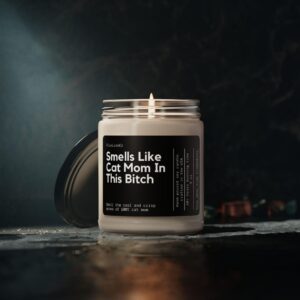 Smells Like Cat Mom In This Bitch Soy Wax Candle, Gift For Cat Mom, Personalized Cat Owner Gift, Cat Adoption, Custom Cat Mom Decoration - Image 5