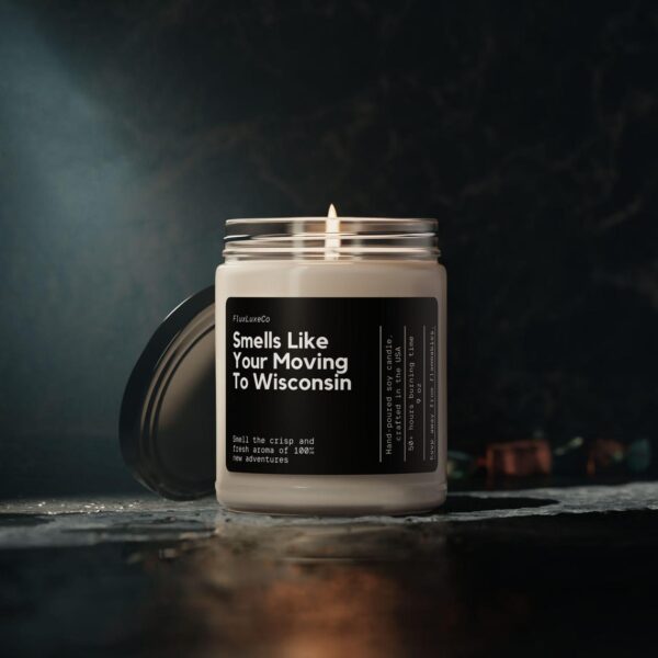 Smells Like You'Re Moving To Wisconsin Soy Wax Candle, Personalized Moving To Wisconsin Gift, Wisconsin Moving Gift, Custom 9Oz. Candle Gift