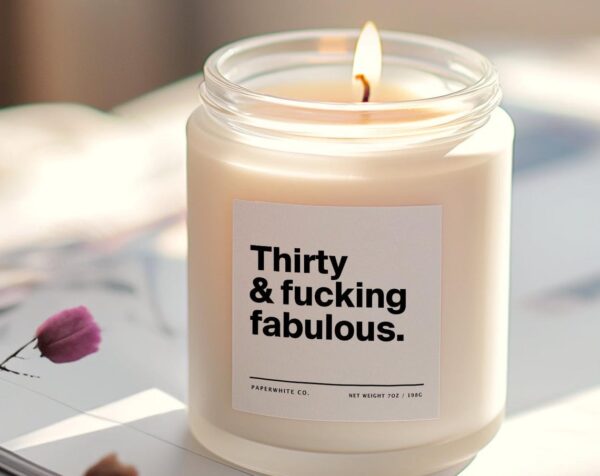 30Th Birthday Gift For Her - Funny Birthday Candle - Thirty &Amp; Fabulous - Perfect Birthday Gift For Best Friend Birthday Gift For Her - G48